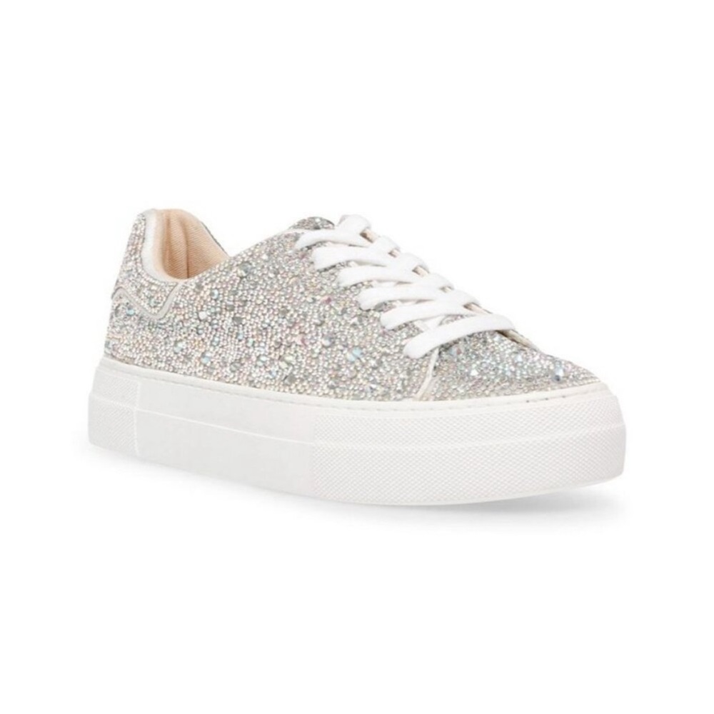 Betsey Johnson Women's Sutton Sparkle Silver Platform Sneakers